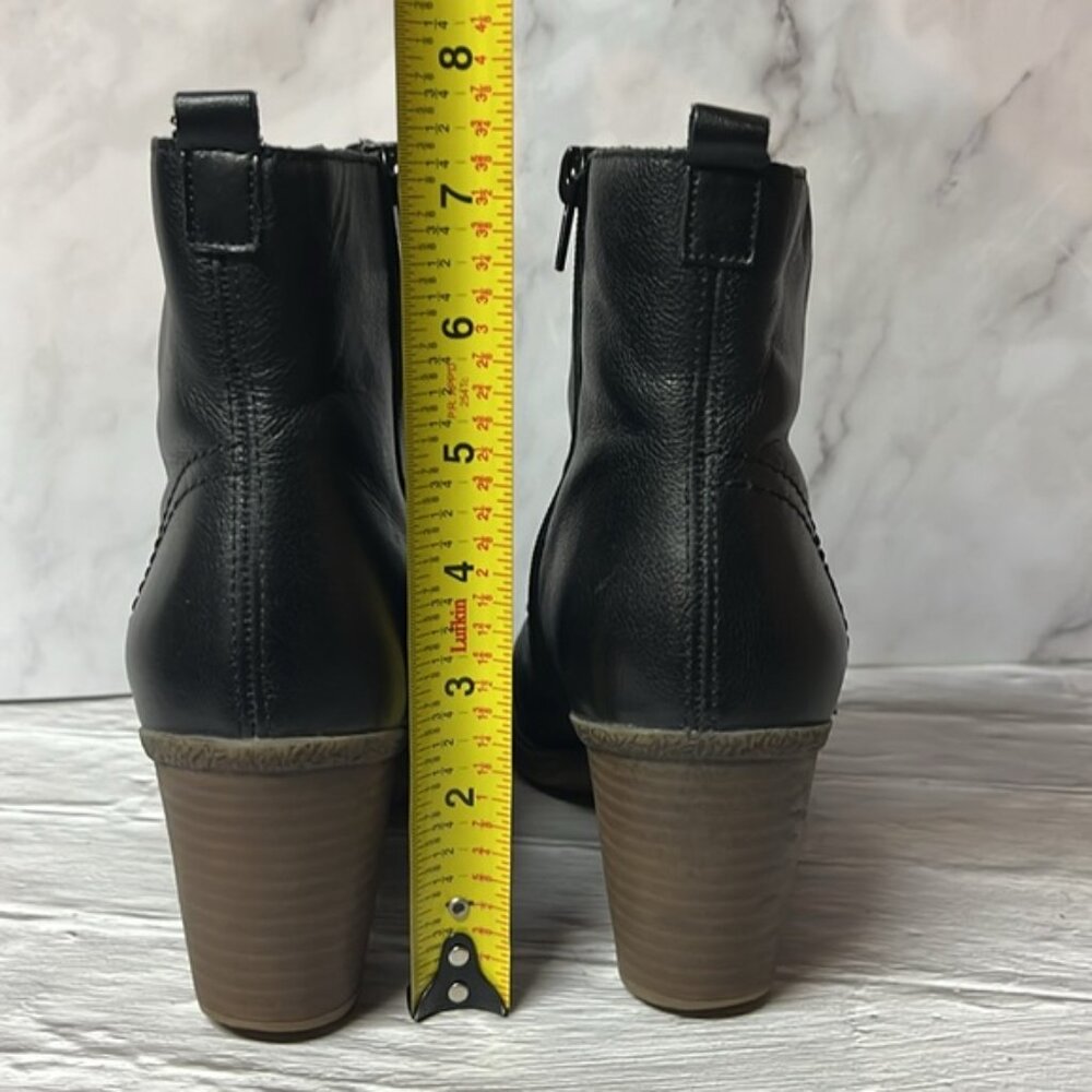 Rieker Black Leather Side Zip Wool Lined Heeled Ankle Boots - Picture 9 of 16